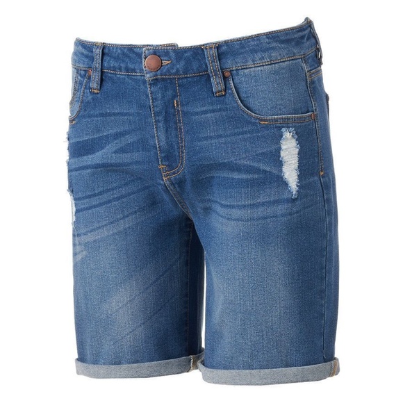 Tinseltown Shorts Tinseltown Destructed Denim Jean Bermuda Shorts